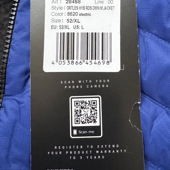 $400 Salewa Men Ortles Hybrid Rds 750 Down Wool Hybrid Jacket Blue Large EU 52 - Picture 9 of 9